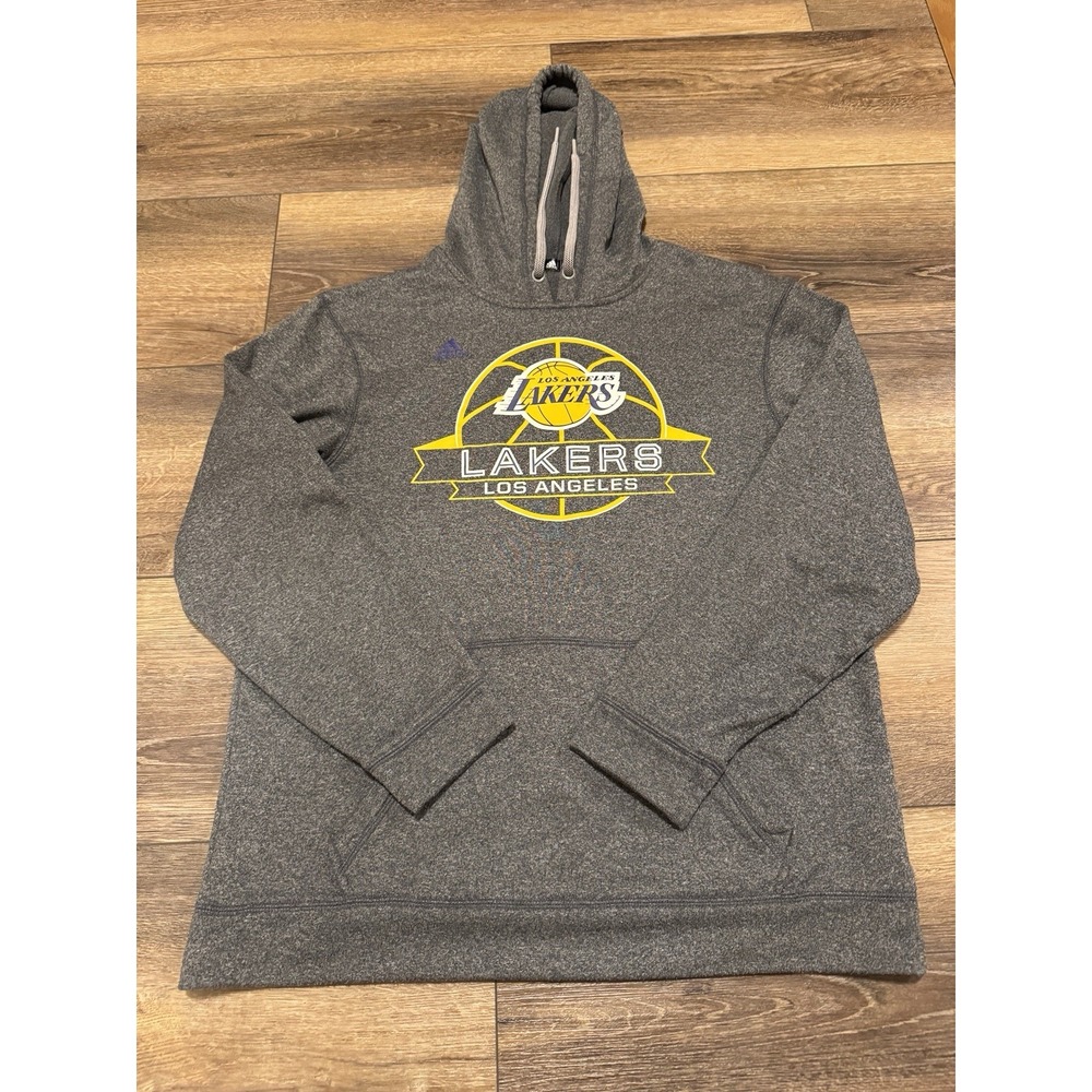 Men's Size Medium Adidas Los Angeles Lakers Pullover Sweatshirt Hoodie Gray Used
